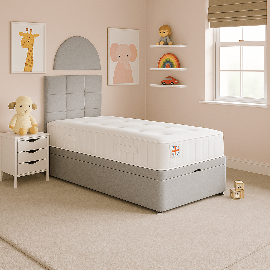 Kids Roma Ottoman Bed with Floor Standing Headboard
