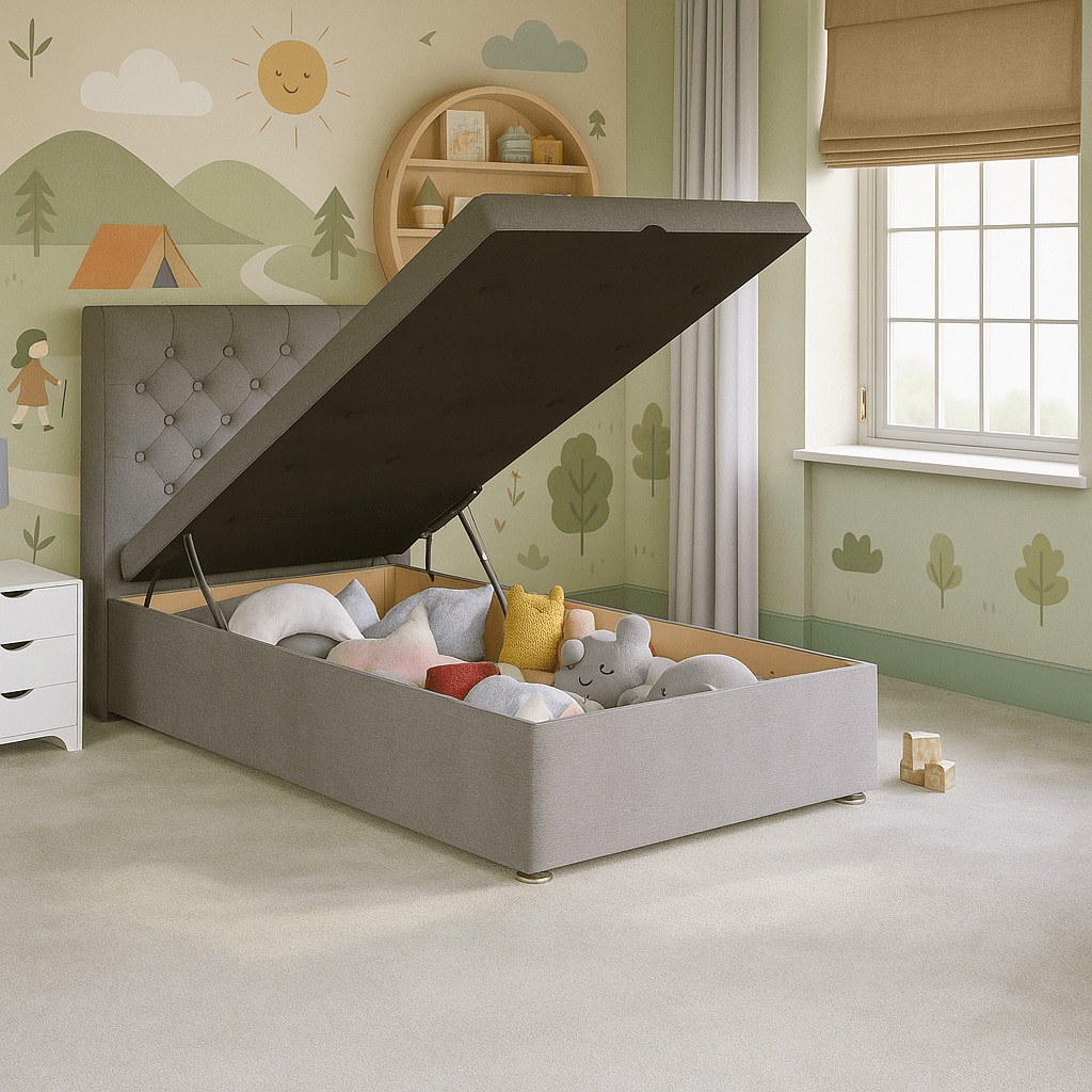 Kids Cheshire Ottoman Bed with Floor Standing Headboard - Image 2